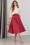 Women's Coral Pink High Waist Belt Detailed Pleated Flared Midi Trend Skirt - 3