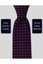 Red and White Patterned Classic Navy Blue Tie - 8 cm Wide - 2