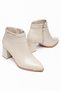 Women's Thick Heeled Boots Beige Stone Buckle Flat Tpu Metal Toe - 3