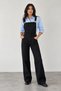 Women's Denim Gardener Overalls Wide Leg Jean Salopet Relaxed Fit