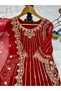 Red Faux Georgette Embroidered Palazzo Suit Set - HRT10066 | Red-Size:2XL-44-Inches - 3