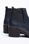 Genuine Leather Women's Heeled Boots Navy Blue with Fur and Elastic Side - 2