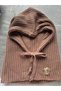 Women's Trendy Beanie Hat, Balaklava Model, Tan Color - 4
