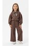 Girls' Seasonal Suit Brown Color Stylish Model Top and Bottom Set Oysoh Fabric Wide Legs