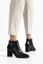 Women's Thick Heeled Boots Black V-Accessories Flat Tpu Metal Toe - 4