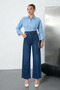 Straight Trousers with Cut-Off Legs - Dark Blue Dark Blue - 2
