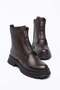 Genuine Leather Orthopedic Women's Boots Brown with Front Zipper - 3