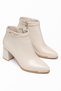 Women's Thick Heeled Boots Beige Stone Buckle Flat Tpu Metal Toe