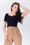 Women's Sweetheart Neckline Shoulders Pleated Crop Body - 2