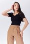Women's Sweetheart Neckline Shoulders Pleated Crop Body - 8