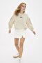 Stone Thick Inside Fleece Minimal Printed Balloon Sleeve Knitted Sweatshirt TWOAW22SW1864 - 4
