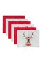 6-Piece Deer & Red Colored Christmas Themed American Service Set - 3