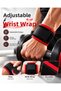Adjustable Wristband Strong Velcro Fastening Wide Wrap Black Red