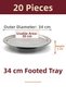34 cm Footed Lenger Authentic Patterned Chrome Steel Kebab and Presentation Plate - 3