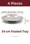 34 cm Footed Lenger Authentic Patterned Chrome Steel Kebab and Presentation Plate - 3
