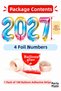 2027 New Year 4 Pieces Foil Number Balloon Set Rainbow 16 Inch Glass Display Ornament 100 Pieces with Tape - 4