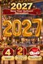 2027 New Year 4-Piece Foil Number Balloon Set Gold 34 Inch Glass Display Ornament with 100 Tapes
