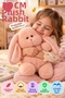 Pink Gluttonous Rabbit Plush Toy 26 cm Cute Chubby Rabbit with Soft Welsoft Fabric Sleeping Companion