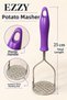 Ezzy Noir Stainless Steel Potato Masher and Vegetable Masher 24.5 cm – Ergonomic Puree Apparatus with 8 cm Wide Head - 3