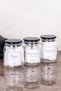 3-Piece Glass Cotton Set with Acrylic Black Vacuum Lid and White Label Bathroom Set 300 ml Cotton Storage Container Bathroom Organizer - 4