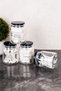 4-Piece Glass Cotton Set with Acrylic Black Vacuum Lid Transparent Labelled Bathroom Set 300 ml Cotton Storage Container Bathroom Organizer - 4
