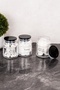 3-Piece Glass Cotton Set with Acrylic Black Vacuum Lid Transparent Labelled Bathroom Set 300 ml Cotton Storage Container Bathroom Organizer - 3