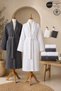 Eldy 8 Piece Family Bathrobe Set 100% Cotton Certified Bathrobe Set |   Dowry Set Anthracite - White
