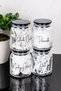 4-Piece Premium Cotton Jar Set with Black Mica Lid Glass Cotton Set Jar Makeup Cotton Ear Swab Floss Labeled Jar Set - 4