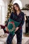Lacivert Yılbaşı Temalı Viskon Dokuma Pijama Takımı THMAW27PT00143 - 3