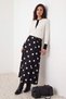 Black-White Unlined Polka Dot Woven Top & Bottom Hijab Skirt Tctaw27Ee00002 - 4