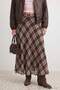 Brown Plaid 100% Cotton Lined Long Maxi Skirt Twoss26Et00187