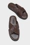 Garcon Cross-Strapped Knitted Patterned Genuine Leather Men's Slippers - 2