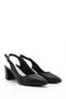 Navy Blue Antique Gön Genuine Leather Pointed Toe Thick Heeled Women's Summer Shoes 24118 - 5