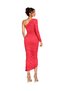 Vs-1088 Kesia Pink One Shoulder One Sleeve Draped Slit Maxi Dress - 2