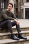 Men's Black Floater Genuine Leather Zippered Boots - 4