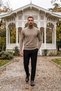 Men's Winter Trend Basic Beige Turtleneck Knit Sweater - 3