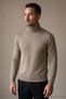 Men's Winter Trend Basic Beige Turtleneck Knit Sweater - 4