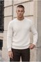Ashton Ribbed Crew Neck Men's Knitwear Sweater - Ecru - 2