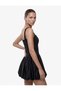 Slim Fit Wide Collar Sleeveless Satin Mini Balloon Dress - 3