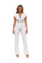 Vs-F008 Orla White Front-Tie Crop Shirt and Pants Set