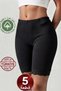 5-Piece Women's Black Lace Above-Knee Panties 100% Cotton High Waist Ribbed Shorts-Panties Set