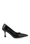 Women's Black Patent Leather Pointed Toe Goblet Heel Stiletto