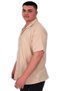 Mode XL Large Size Men's Shirt Apas Collar Stripe Pattern Jacquard U24382 Beige - 4