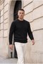 Ashton Ribbed Crew Neck Men's Knit Sweater - Black - 5