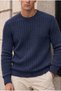 Ashton Ribbed Crew Neck Men's Knitwear Sweater - Indigo - 3