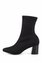 Women's Black Stretch Pointed Toe Thick Heeled Stretch Boots - 5