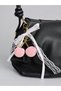 Women's Cherry Velvet Texture Ribbon Lace Gold Imported Bag Charm - 3