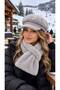 Gray Soft Textured Plush Women's Beanie Hat and Neck Warmer Set of 2