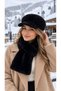 Black Soft Textured Plush Women's Beanie Hat and Neck Warmer Set of 2