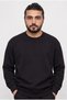 Men's Relax Fit Comfortable Cut Cotton Soft Textured 3 Thread Fleece Crew Neck Black Sweatshirt - 8